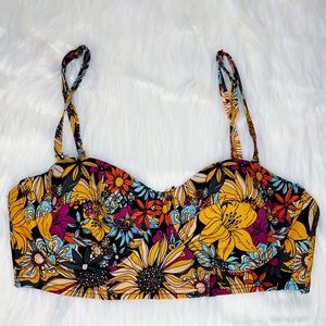 Out From Under Floral Longline Retro Bikini Top